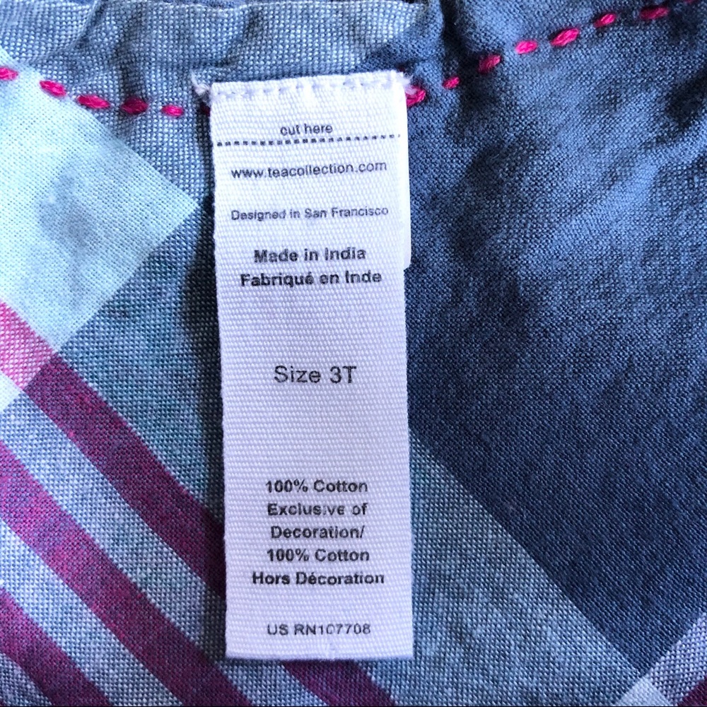 Tea Collection Reversible Blue/Pink Cotton Dress 3 - Picture 7 of 11